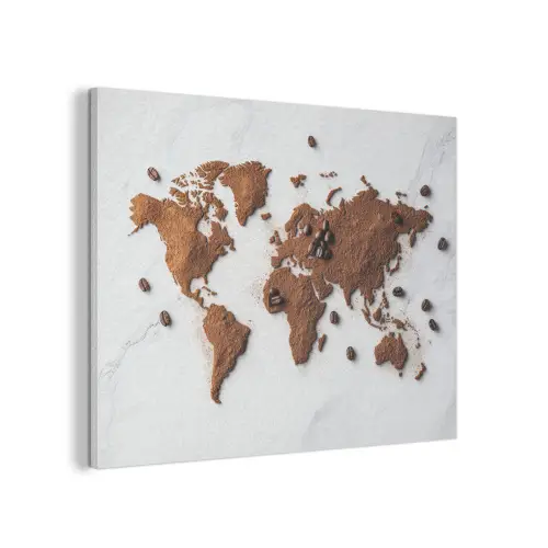 Wereldkaart - Koffie - Marmer PET vilt klein -3d