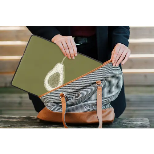 Avocado - Minimalistisch - Illustratie - Groen laptophoes neopreen klein -tas