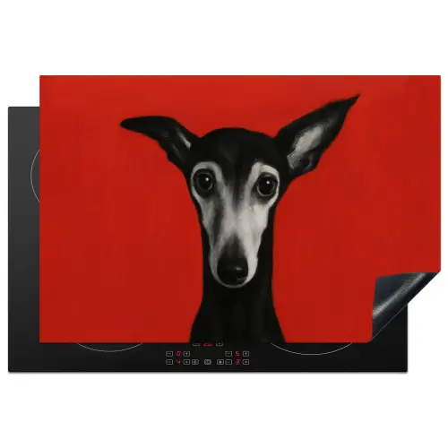 Windhond - Minimalistisch - Rood Inductie beschermer vinyl 3mm klein -3d