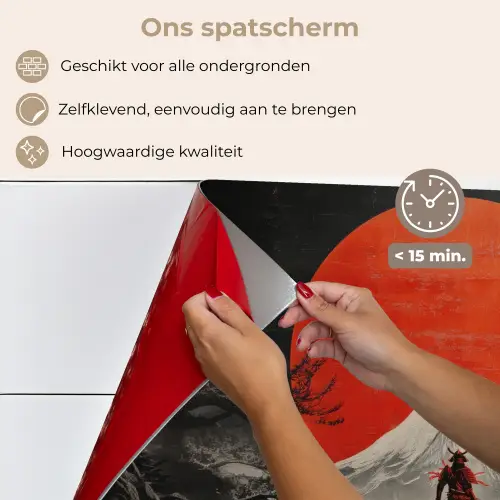 Krijger - Rode trappen - Zon - Berg keuken achterwand spatscherm klein -spatscherm_NL