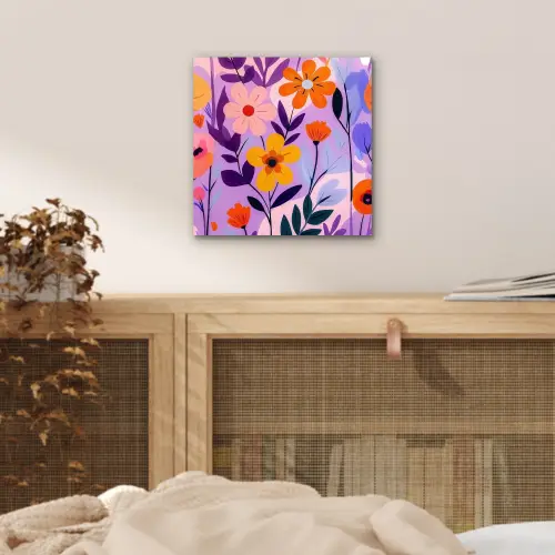 Bloemen - Kleurrijk - Bladeren aluminium wit klein -sfeer3