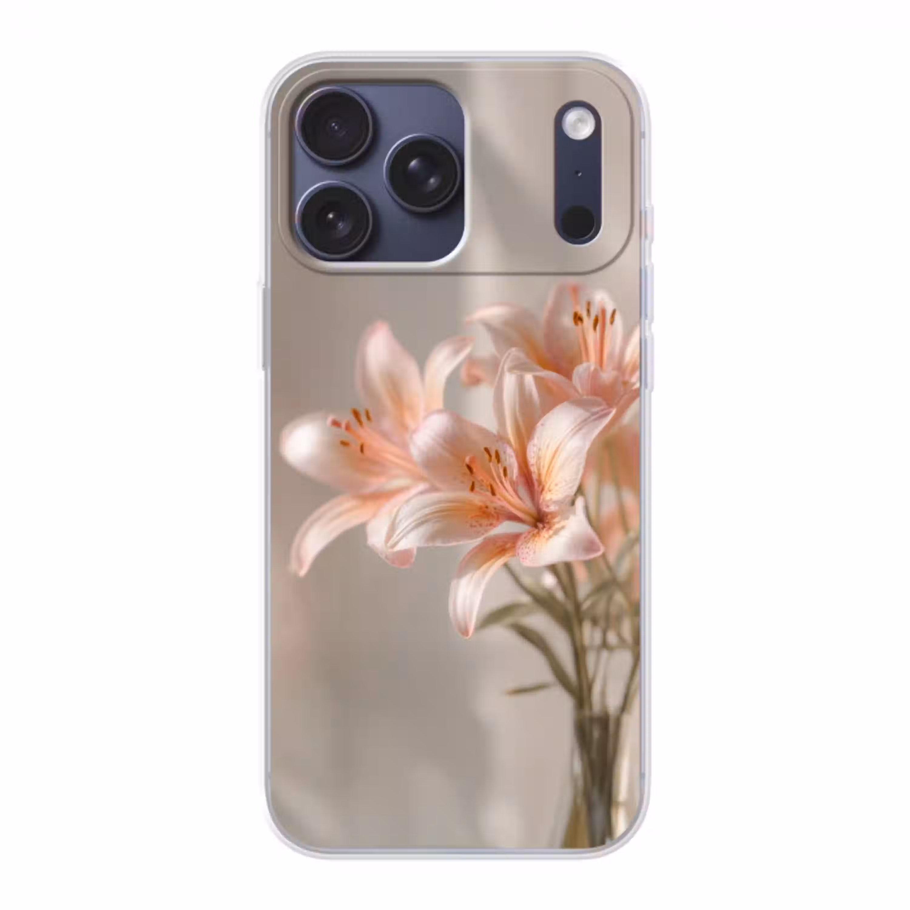 Lelies - Meeldraden - Roze - Wazig Telefoonhoesje iPhone 17 Pro Max klein -3d