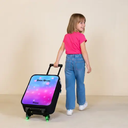 Sterren - Roze - Blauw Kinderkoffer - Zwart klein -sfeer1