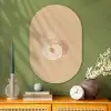 Perzik - Lijntekening - Pit - Beige Wandcirkel Ovaal Glas middel -sfeer2