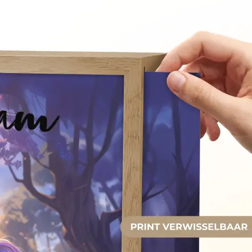 Eenhoorn - Paars - Sprookje - Fantasy dier Light Box met batterij (Wandlamp kind) middel -USP_websiteprintNL