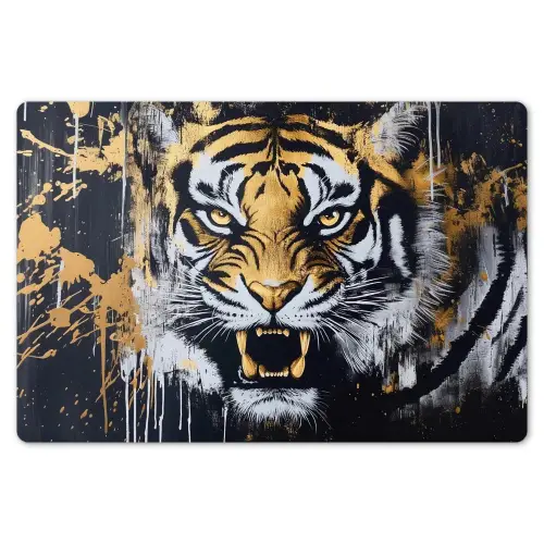 Tijger - Verfspatten - Goud Placemat vinyl groot -zzsfeer1_Kitchenyeah-website