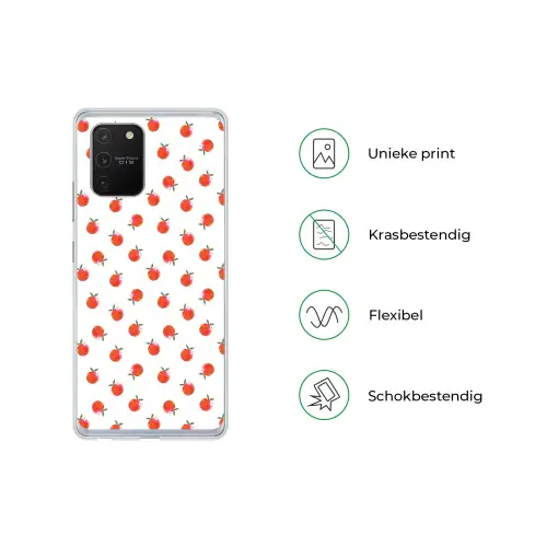 Oranje - Sinaasappel - Bloemetje Telefoonhoesje Samsung Galaxy S10 Lite klein 364 -specsS10Lite