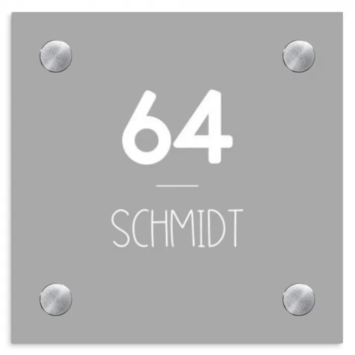 Effen lichtgrijs - Modern Naambord Vierkant klein -3d
