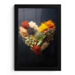Specerijen - Mix - Hartvorm - Zwart fotolijst zwart zonder passe partout klein -3d
