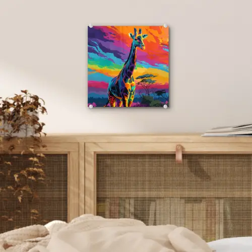 Giraffe - Savanna - Lucht - Gekleurd plexiglas 5mm klein -sfeer4