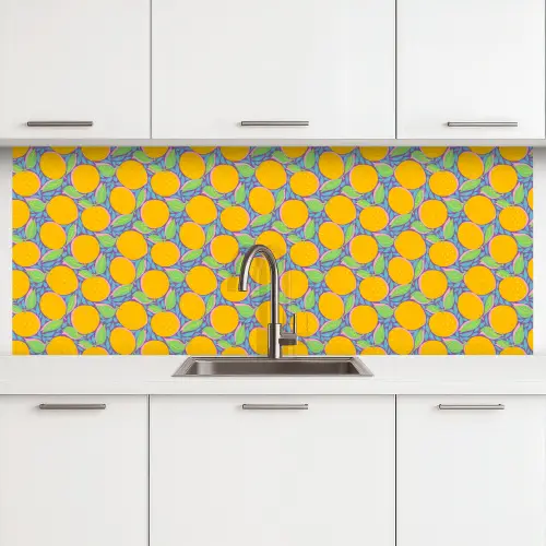 Sinaasappels - Bladeren - Kleurrijk keuken achterwand 2 middel 871 -3d