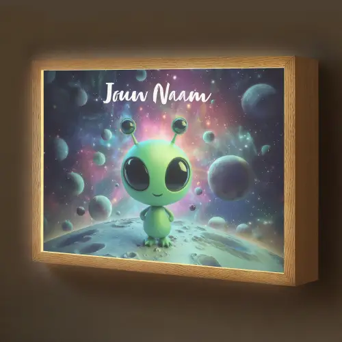 Alien - Groen - Planeten - Ruimte Light Box met batterij (Wandlamp kind) middel -z3d_website