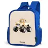 Gele monstertruck op een beige achtergrond Kinderrugzak - Blauw middel -schuin