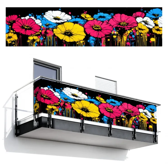 Balkonsichtschutz - Graffiti - Blumen - Farbe