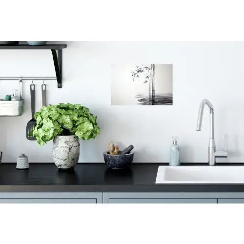 Bamboestammen - Water - Minimalistisch - Wit Muursticker klein -keuken