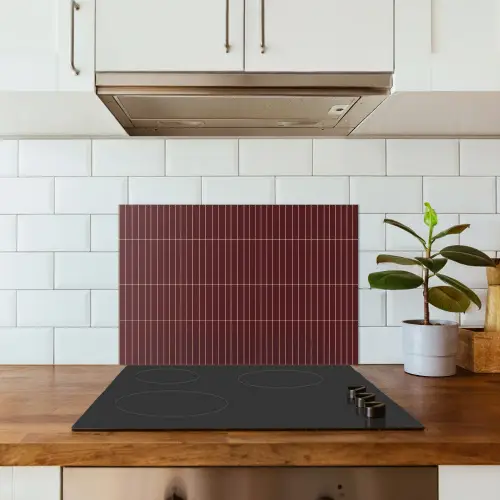 Lijnen - Patroon - Bordeaux keuken achterwand spatscherm klein 900 -sfeer2