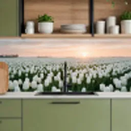Tulpen - Landschap - Wit keuken achterwand 2 middel -sfeer3