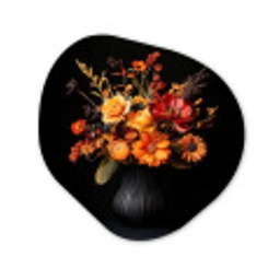 Herfst - Boeket - Oranje Wandcirkel Organisch Aluminium middel -3d