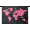 Wereldkaart - Roze - Marmer Wandkleed katoen klein -zz3d