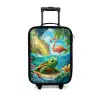 Schildpad in tropisch water met flamingo Kinderkoffer - Zwart klein -3d
