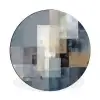 Rechthoeken - Abstract - Blauw Wandcirkel aluminium klein -3d