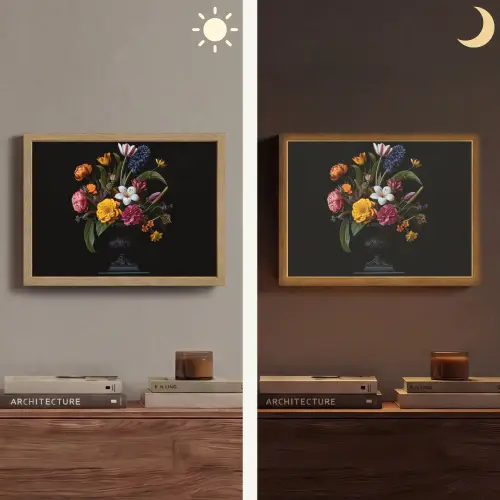Lente - Bloemen - Klassiek - Vaas Light Box met batterij (Wandlamp) middel -sfeer3