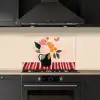 Vaas - Bloemen - Vlinder - Rood keuken achterwand spatscherm klein -sfeer1