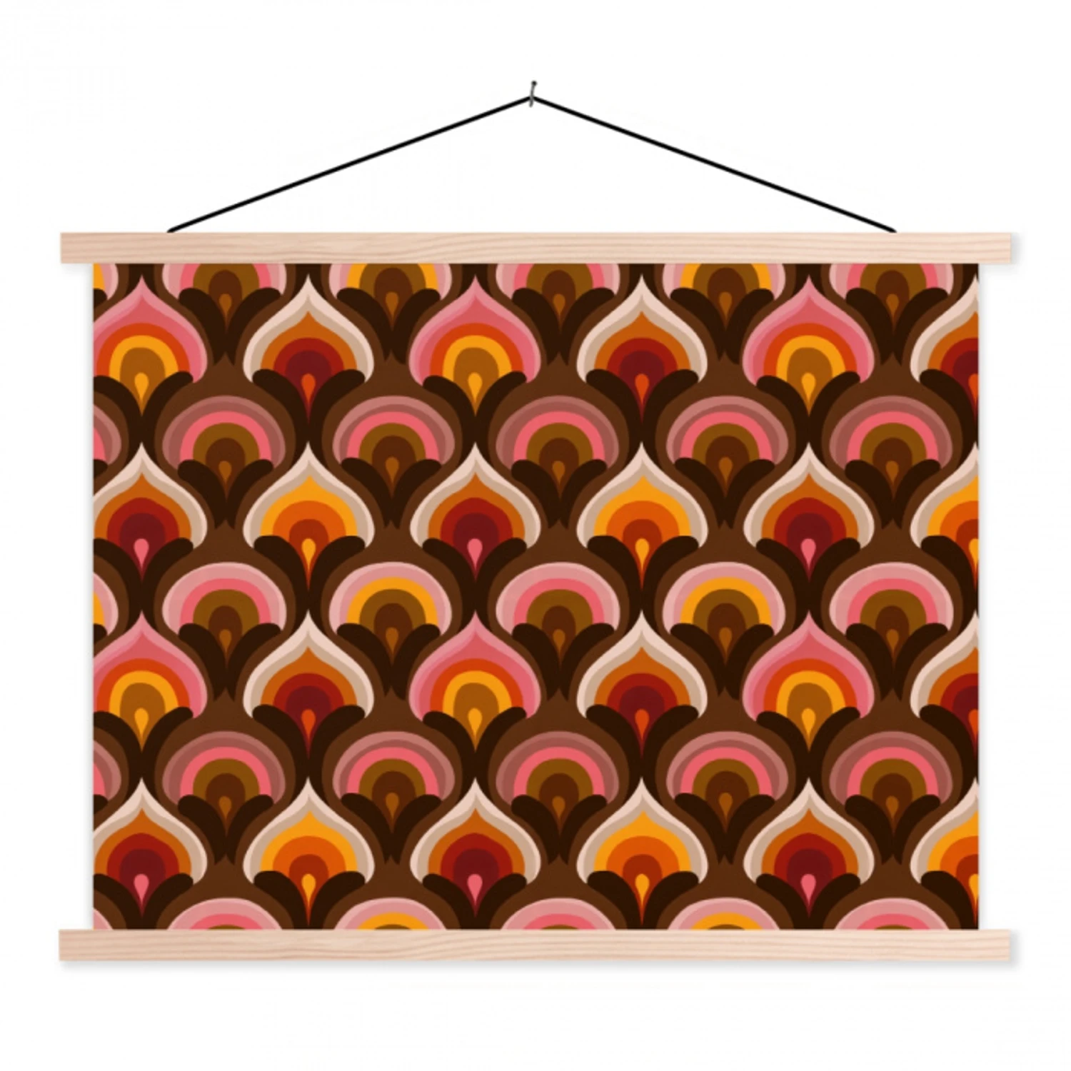 Patroon - Retro - Kleurrijk textielposter latten blank klein 122 -3d