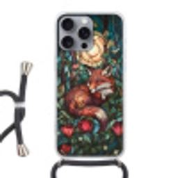 Vos - Mozaïek - Bos - Maan Hoesje iPhone 16 Pro Max met koord klein -3d