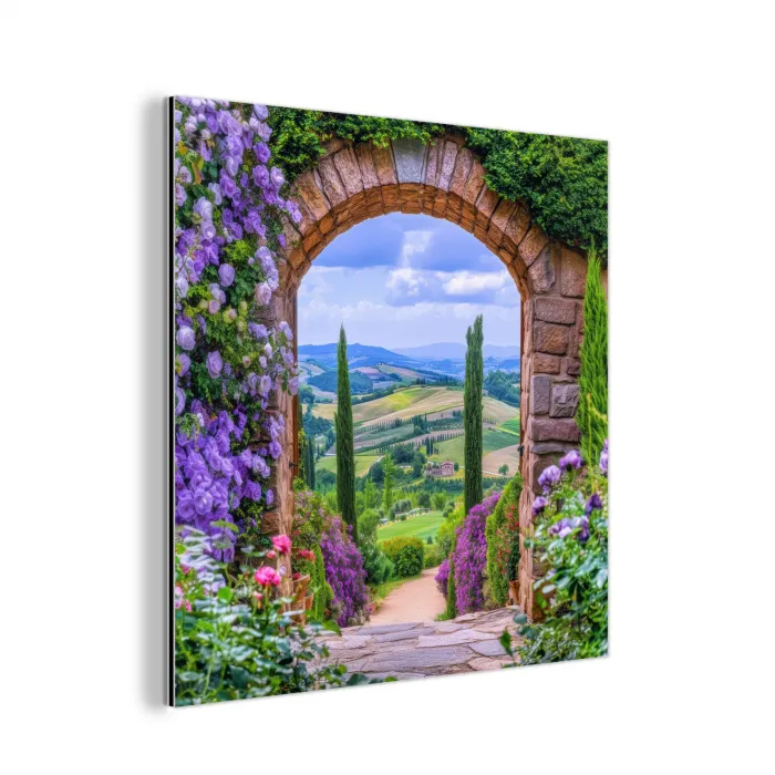 Doorkijk - Toscane - Landschap - Poort aluminium wit klein -3d