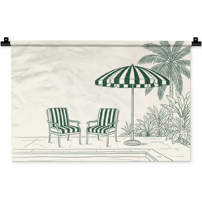 Terras - Illustratie - Groen Wandkleed katoen klein -zz3d