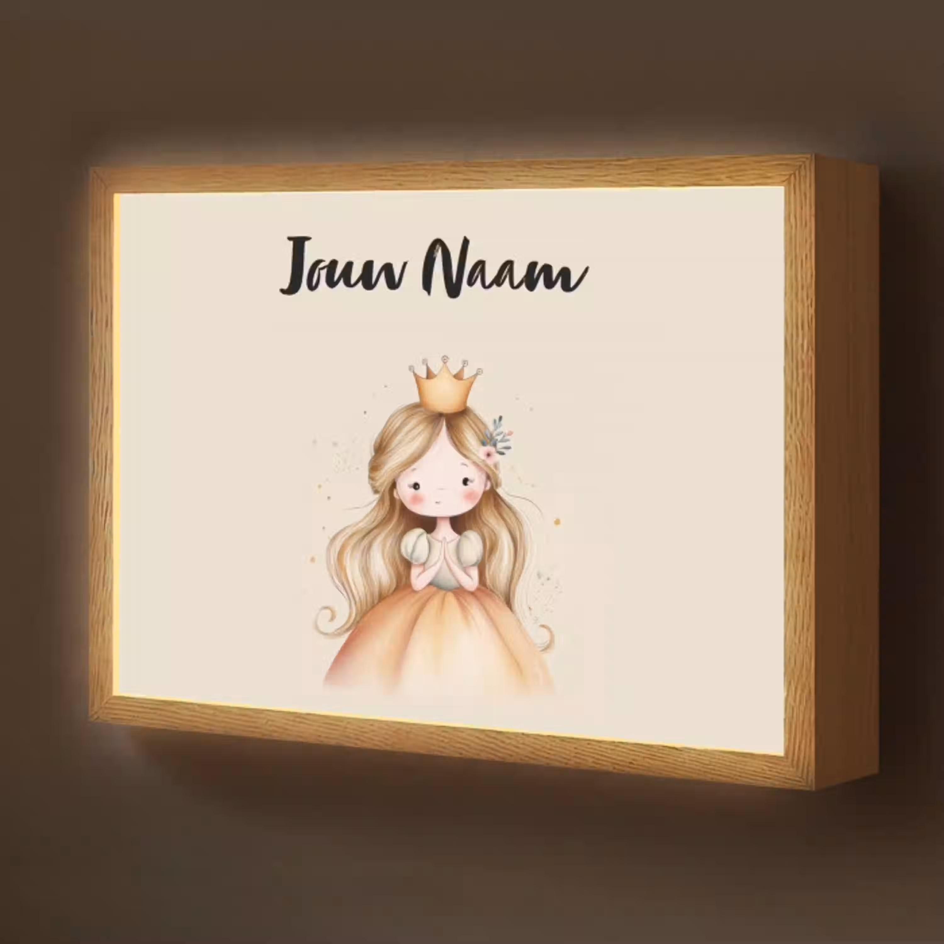 Kroon - Prinses - Bloem - Jurk Light Box met batterij (Wandlamp kind) middel -z3d_website