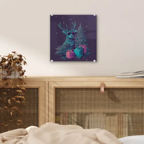 Rendier - Zonnebril - Neon - Kerstboom plexiglas 5mm klein -sfeer4