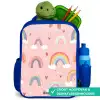 Regenbogen op een roze achtergrond Kinderrugzak - Blauw middel -inhoud_NL