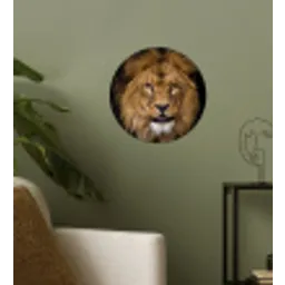 Leeuw - Portret - Zwart - Dieren Wandcirkel behangsticker klein -sfeer2