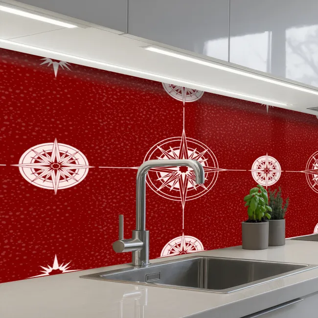 Kompas - Reizen - Patronen keuken achterwand 2 middel 871 -3d_schuin