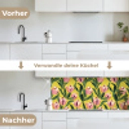 Tulpen - Botanisch - Geel keuken achterwand 2 middel 871 -voor-na_DE