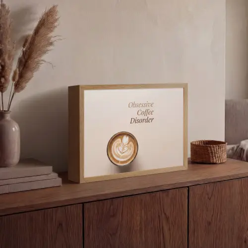 Koffie - Obessive Coffee Disorder - Beige Light Box met batterij (Wandlamp) middel -sfeer2