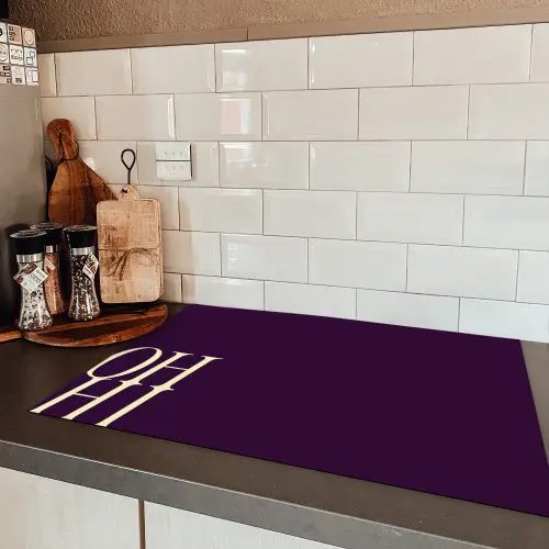 Oh hi - Paars - Cursief Inductie beschermer vinyl 3mm klein -sfeer3