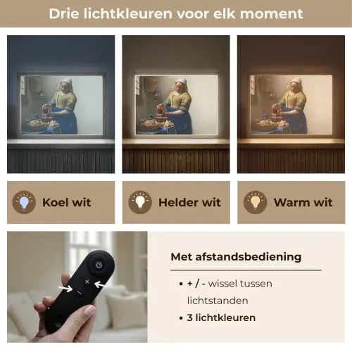 Het melkmeisje - Kunst - Oude meesters - Vermeer Light Box met batterij (Wandlamp) middel -USP_lichtkleurNL