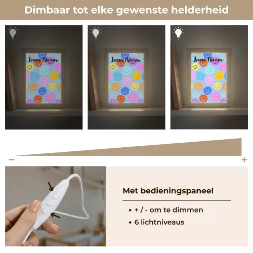 Smileys - Kleurrijk - Grappig Light Box met kabel (Kinderlampje) klein -USP_dimbaarNL