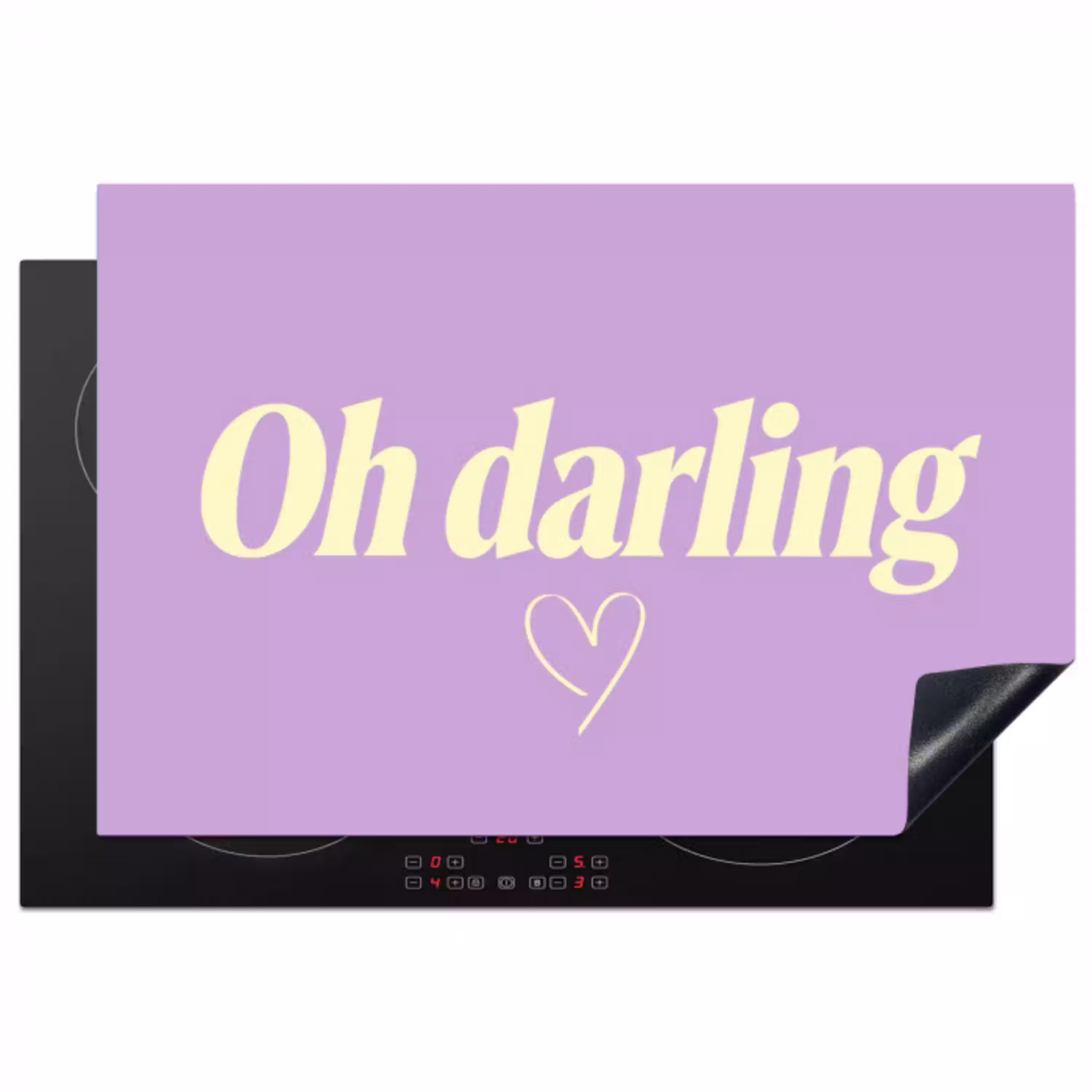 Oh darling - Hart - Paars Inductie beschermer vinyl 3mm klein -3d