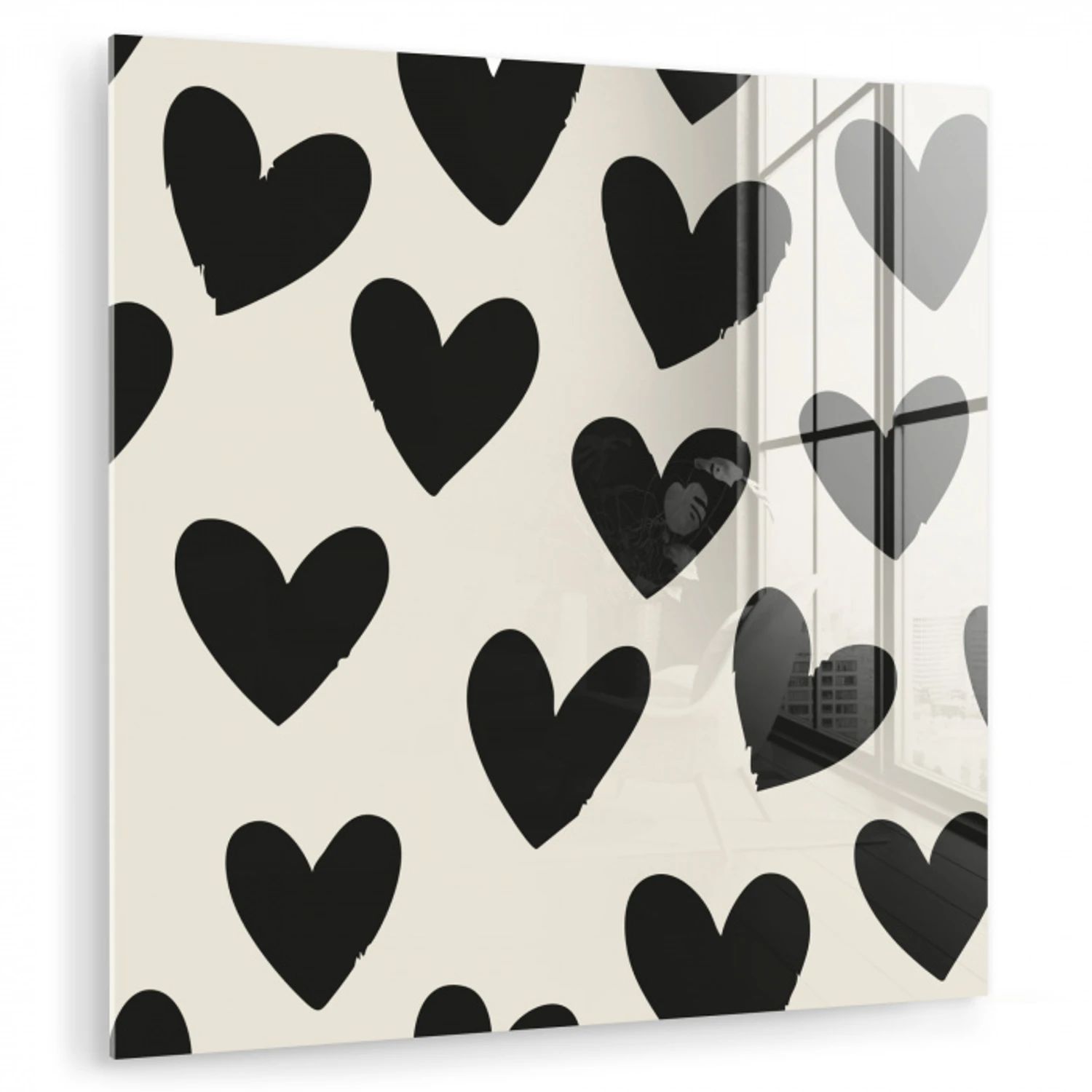 Hartjes - Zwart - Beige plexiglas 5mm klein -zzzproduct_nieuw