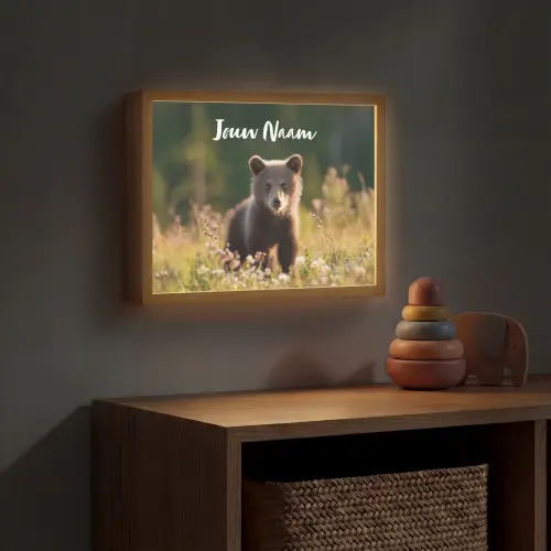 Beer - Bloemenveld - Gras Light Box met batterij (Wandlamp kind) middel -sfeer5_kind