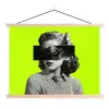Vrouw - Sterrenhemel - Groen textielposter latten blank klein -3d