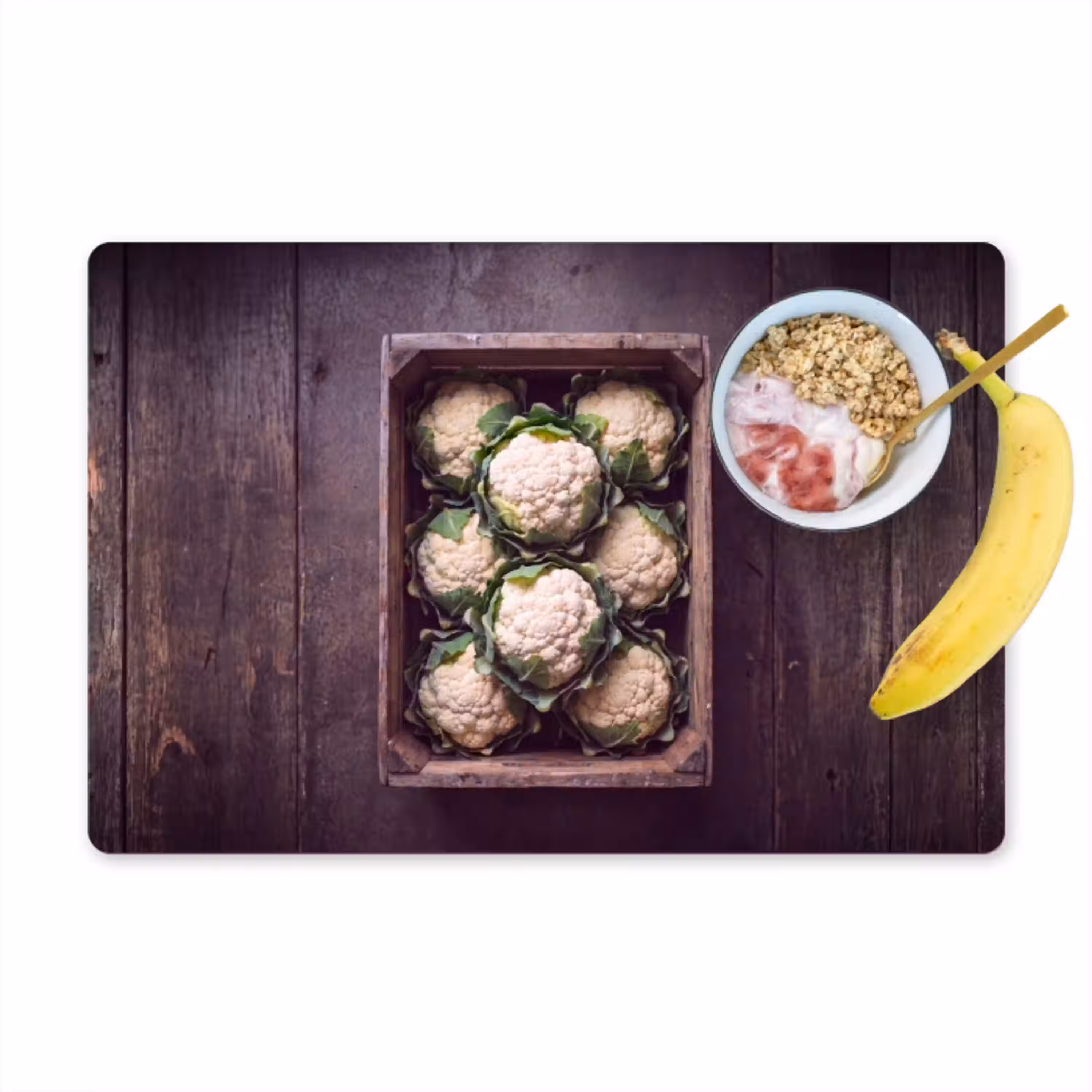 Bloemkool - Houten kist Placemat vinyl groot -zzzproduct_Kitchenyeah-website