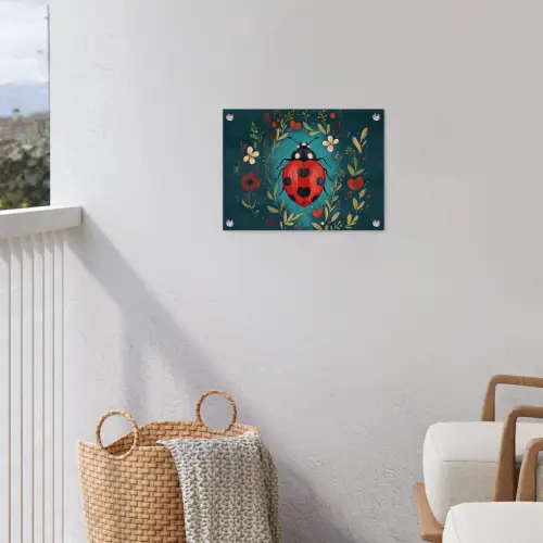 Bloemen - Lieveheersbeestje - Hartje - Rood tuinposter los doek klein -sfeer8