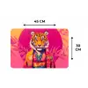 Tijger - Kimono - Planten - Roze Placemat vinyl groot -specs