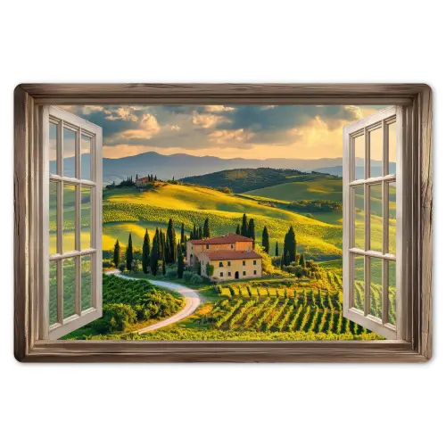 Doorkijk - Toscane - Uitzicht - Landschap - Zomer Placemat vinyl groot -zzsfeer1_Kitchenyeah-website