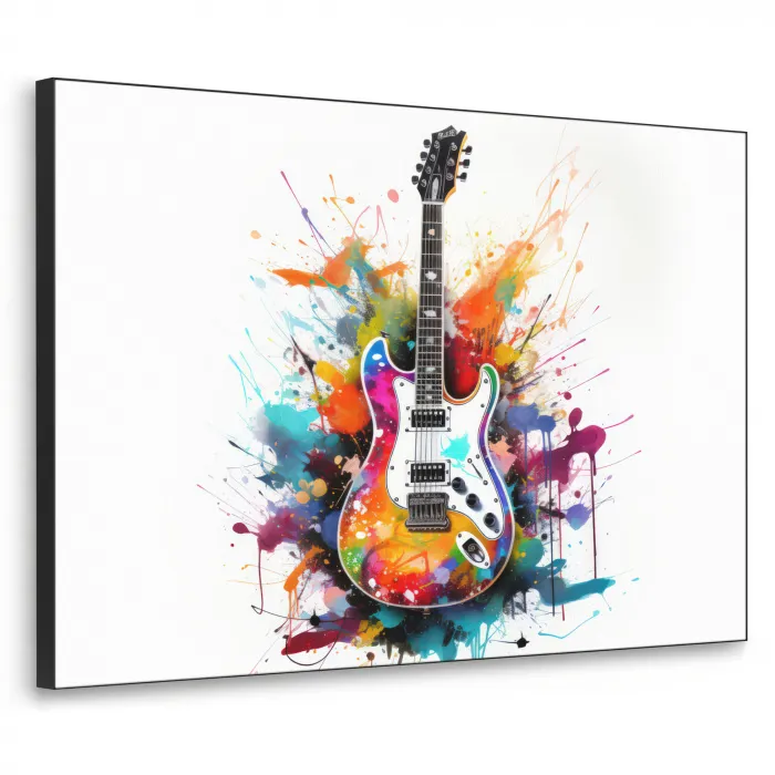 Gitaar - Graffiti - Muziek - Wit Textielframe zwart klein -3d